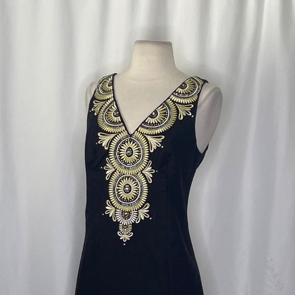 NWT!! LILLY PULITZER Gabby Shift Dress Black Embellished Embroidered Beaded 4 - Picture 8 of 16